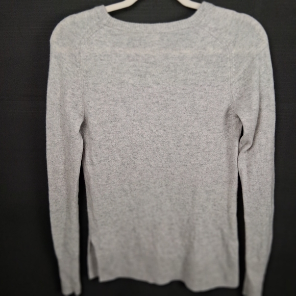 Cashmere Crew Neck Sweater Halogen Gray Size S Pullover Side Slits - Picture 5 of 11